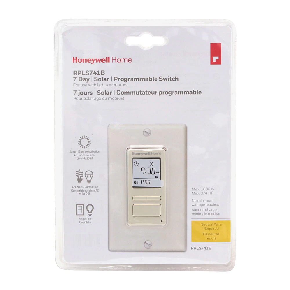 Honeywell Home RPLS741B1007/U ECONOSwitch 7-Day Solar Programmable Light Switch Timer (Almond) 5 Honeywell Home RPLS741B1007/U ECONOSwitch 7-Day Solar Programmable Light Switch Timer (Almond) - Image 5