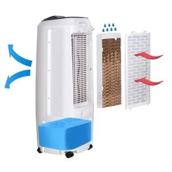 Honeywell TC10PEU Compact Evaporative Tower Air Cooler With Fan And Humidifier, Washable Dust Filter, 194 CFM - 2.6 Gallon Tank (White) -Honeywell Store tp10peu compact evaporative air cooler humidifier 194 cfm white 5