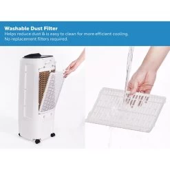 Honeywell TC10PEU Compact Evaporative Tower Air Cooler With Fan And Humidifier, Washable Dust Filter, 194 CFM - 2.6 Gallon Tank (White) -Honeywell Store tp10peu compact evaporative air cooler humidifier 194 cfm white 7