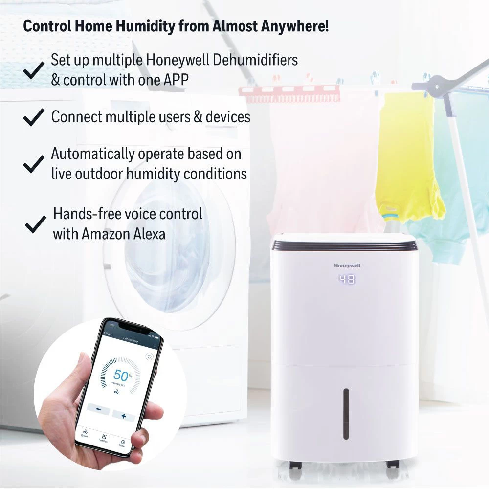 Honeywell TP30AWKN Smart 30-Pint Energy Star Dehumidifier With Wifi Connectivity And Alexa Control For Smaller Rooms Up To 2000 Sq. Ft. 8 Honeywell TP30AWKN Smart 30-Pint Energy Star Dehumidifier With Wifi Connectivity And Alexa Control For Smaller Rooms Up To 2000 Sq. Ft. - Image 8