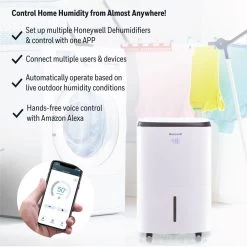 Honeywell TP70AWKN Smart 70-Pint Energy Star Dehumidifier With Wifi Connectivity And Alexa Control For Larger Rooms Up To 4000 Sq. Ft. -Honeywell Store tp70awkn honeywell smart enabled 70 pint energy star dehumidifier 6