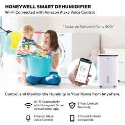 Honeywell TP70AWKN Smart 70-Pint Energy Star Dehumidifier With Wifi Connectivity And Alexa Control For Larger Rooms Up To 4000 Sq. Ft. -Honeywell Store tp70awkn honeywell smart enabled 70 pint energy star dehumidifier 7