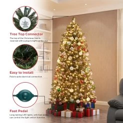 Honeywell 7.5 Ft. Churchill Pine Slim Pre-Lit Artificial Christmas Tree, 600 Warm White LED Lights -Honeywell Store w14l0689 honeywell churchill pine slim pre lit christmas tree 2