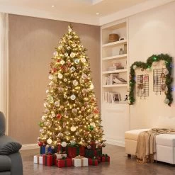 Honeywell 7.5 Ft. Churchill Pine Slim Pre-Lit Artificial Christmas Tree, 600 Warm White LED Lights -Honeywell Store w14l0689 honeywell churchill pine slim pre lit christmas tree 5