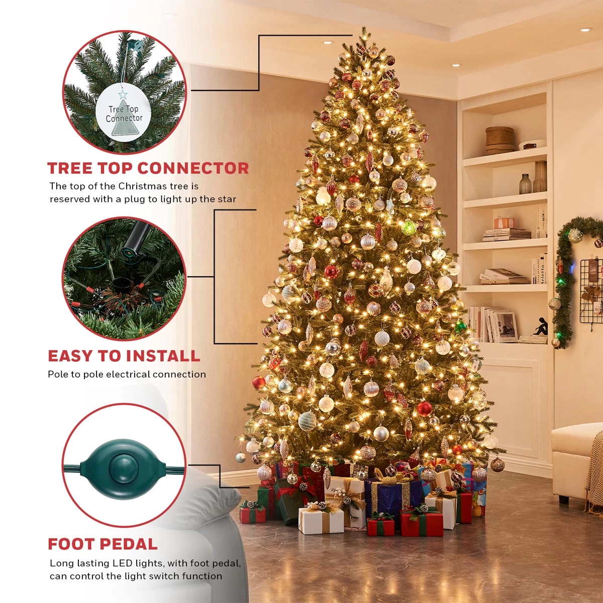 Honeywell 9 Ft. Churchill Pine Pre-Lit Artificial Christmas Tree With 1000 Warm White LED Lights 3 Honeywell 9 Ft. Churchill Pine Pre-Lit Artificial Christmas Tree With 1000 Warm White LED Lights - Image 3